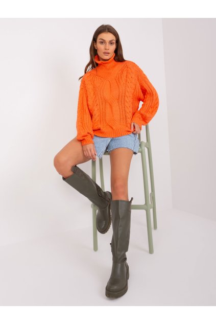 Dámsky sveter farba Pomarančová kód AT-SW-2350.91P (Farba Pomarančová, Veľkosť ONE SIZE)
