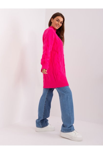 Dámsky sveter farba Krikľavo-ružová kód AT-SW-2367-1.35P (Farba Krikľavo-ružová, Veľkosť ONE SIZE)
