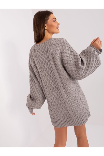 Dámsky sveter farba Sivá kód AT-SW-2367-2.64P (Farba Sivá, Veľkosť ONE SIZE)