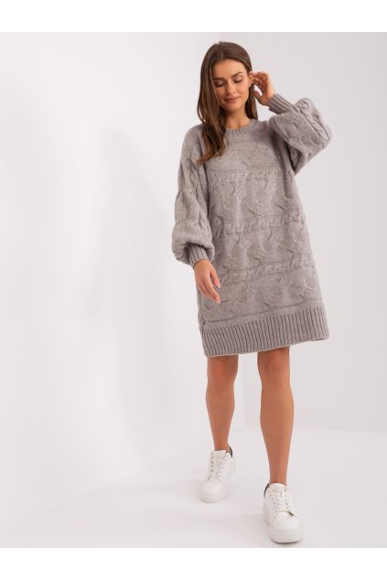 Dámsky sveter farba Sivá kód AT-SW-2367.76P (Farba Sivá, Veľkosť ONE SIZE)