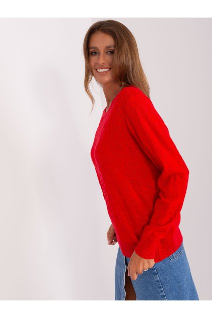 Dámsky sveter farba Červená kód AT-SW-2231A.00P (Farba Červená, Veľkosť ONE SIZE)