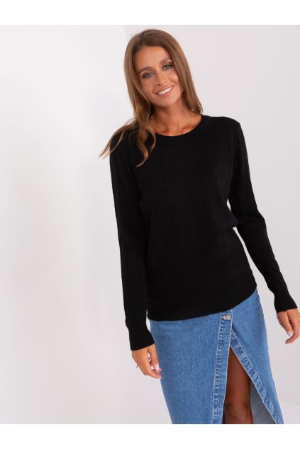 Dámsky sveter farba Čierna kód AT-SW-232901.25X (Farba Čierna, Veľkosť ONE SIZE)