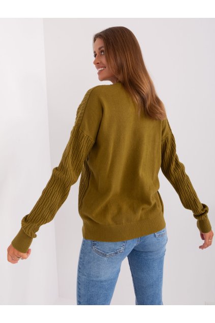 Dámsky sveter farba Olivová kód AT-SW-2338.14P (Farba Olivová, Veľkosť ONE SIZE)