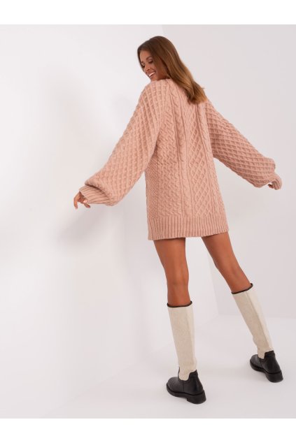 Dámsky sveter farba Tmavo-ružová kód AT-SW-2367-2.64P (Farba Tmavo-ružová, Veľkosť ONE SIZE)