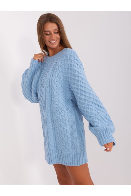 Dámsky sveter farba Svetlo-modrá kód AT-SW-2367-2.64P (Farba Svetlo-modrá, Veľkosť ONE SIZE)