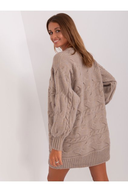 Dámsky sveter farba Tmavo-béžová kód AT-SW-2367.76P (Farba Tmavo-béžová, Veľkosť ONE SIZE)