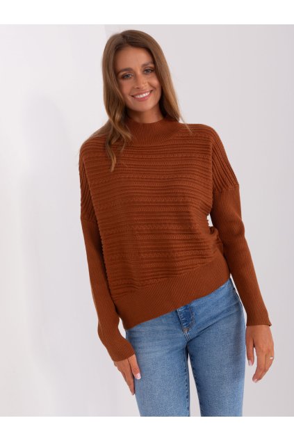 Dámsky sveter farba Hnedá kód AT-SW-2368.36X (Farba Hnedá, Veľkosť ONE SIZE)
