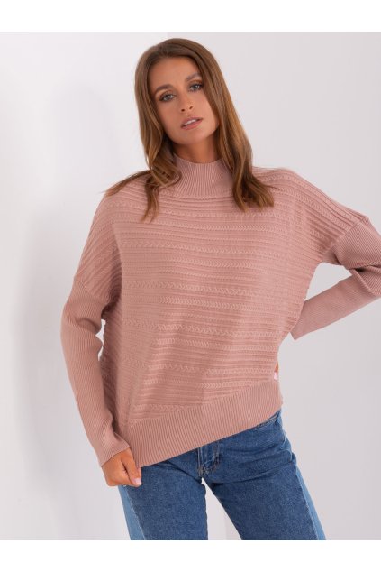 Dámsky sveter farba Tmavo-ružová kód AT-SW-2368.36X (Farba Tmavo-ružová, Veľkosť ONE SIZE)