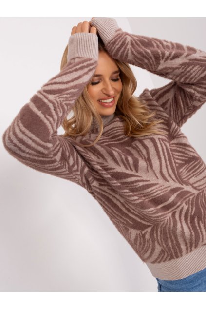 Dámsky sveter farba Hnedá kód AT-SW-2357.96 (Farba Hnedá, Veľkosť ONE SIZE)
