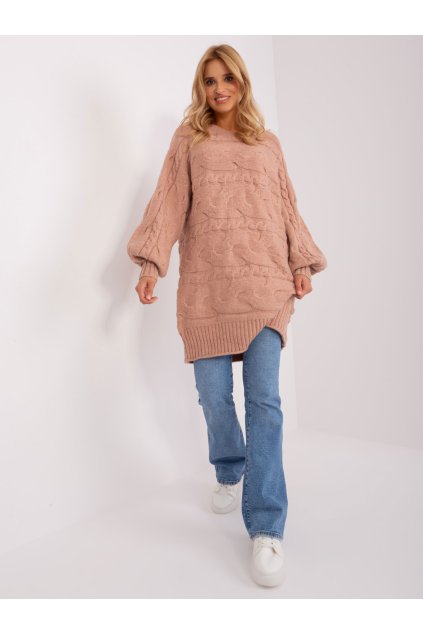 Dámsky sveter farba Tmavo-ružová kód AT-SW-2367.76P (Farba Tmavo-ružová, Veľkosť ONE SIZE)