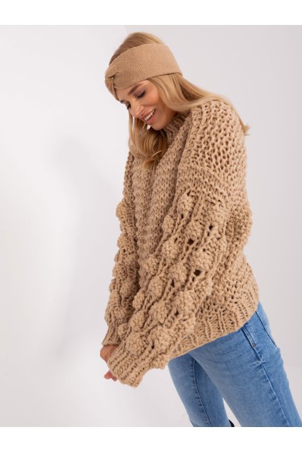 Dámsky sveter farba Béžová kód AT-SW-2382.97P (Farba Béžová, Veľkosť ONE SIZE)