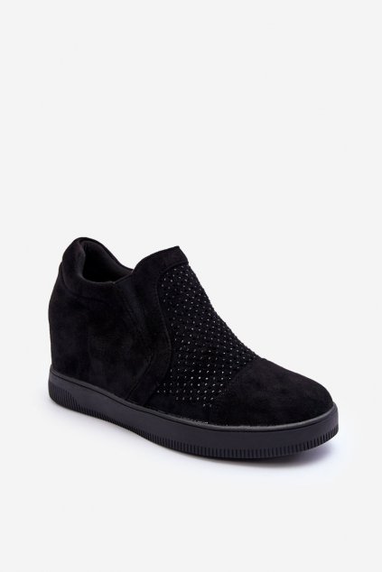 Členkové topánky na podpätku farba čierna kód obuvi SZ107P BLACK