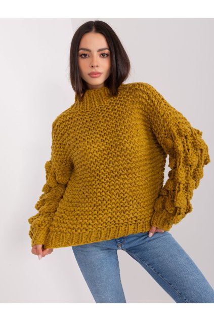 Dámsky sveter farba Olivová kód AT-SW-2382.97P (Farba Olivová, Veľkosť ONE SIZE)