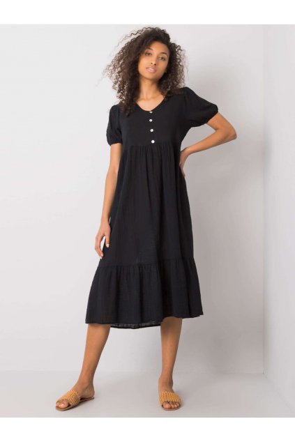 Dámske čierne šaty s volánom kód produktu 15- TemU - 1-TW-SK-BI-25504.19P