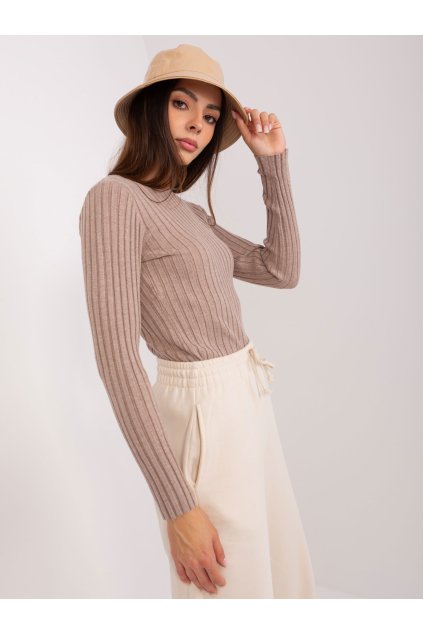 Dámsky sveter farba Tmavo-béžová kód PM-SW-PM1089.09P