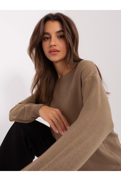 Dámsky sveter farba Hnedá kód AT-SW-2325.95P (Farba Hnedá, Veľkosť ONE SIZE)