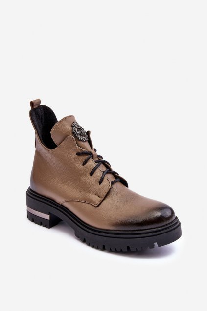 Členkové topánky na podpätku farba béžová kód obuvi 60309 V.FANGO