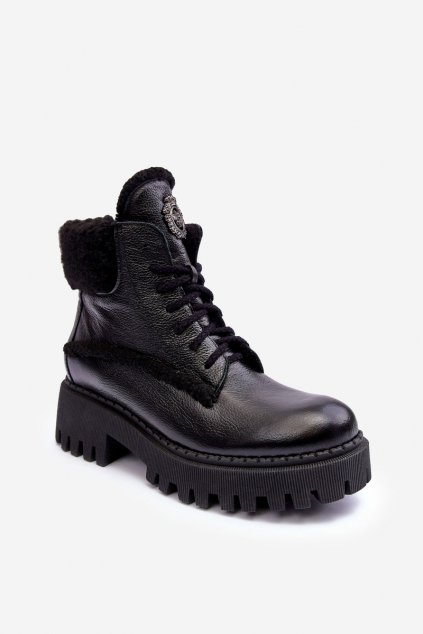 Členkové topánky na podpätku  čierne kód obuvi 60374 V.CZARNY+CZ.