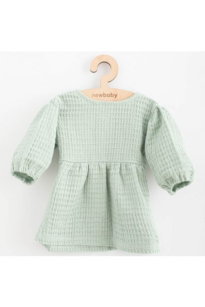 Dojčenské mušelínové šaty New Baby Comfort clothes šalviová
