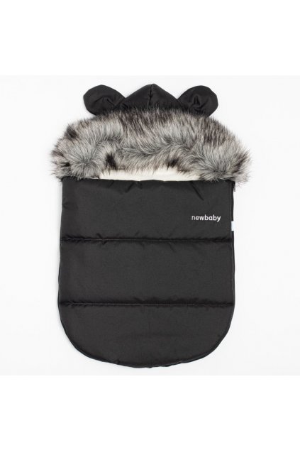 Luxusný zimný fusak s kapucňou s uškami New Baby Alex Fleece black