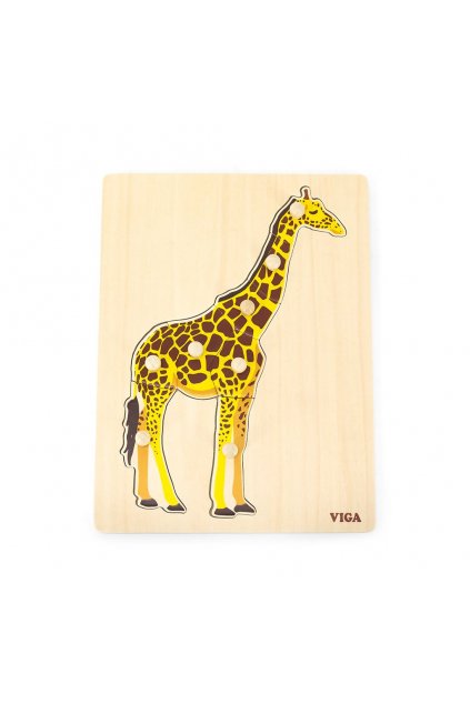 Detské drevené puzzle s úchytmi Montessori Viga Žirafa