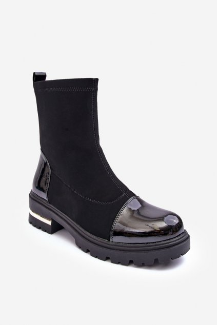 Členkové topánky na podpätku farba čierna kód obuvi JJ46P BLACK