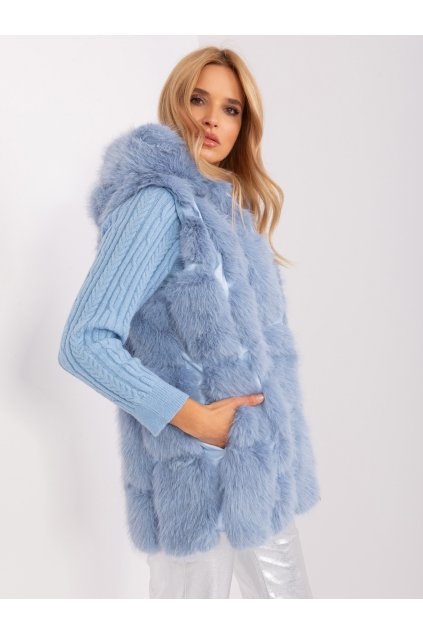 Modrá dámska vesta z polyesteru Wool fashion italia, kód produktu AT-KZ-2379.96P