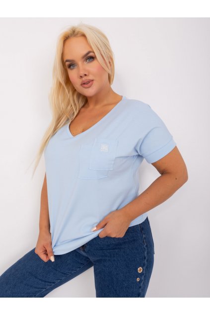 Dámska blúzka plus size svetlo-modrá RV-BZ-8959.75P