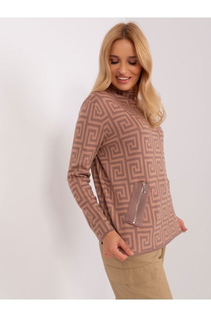 Dámsky sveter farba Svetlo-hnedá kód AT-SW-2341.00P (Farba Svetlo-hnedá, Veľkosť ONE SIZE)