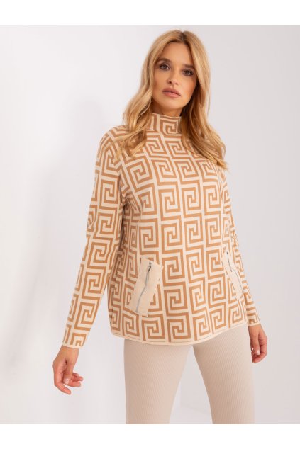 Dámsky sveter farba Hnedá camel kód AT-SW-2341.00P (Farba Hnedá camel, Veľkosť ONE SIZE)