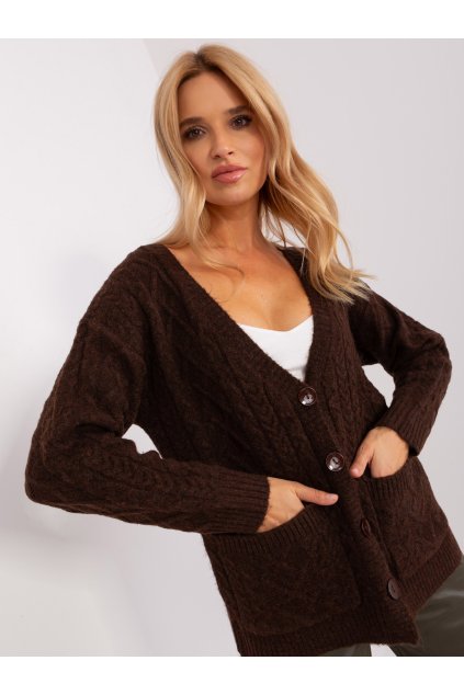 Dámsky sveter farba Tmavo-hnedá kód AT-SW-2358.31 (Farba Tmavo-hnedá, Veľkosť ONE SIZE)