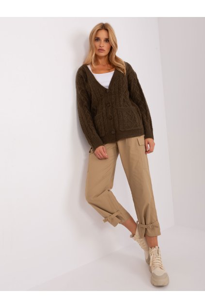 Dámsky sveter farba Khaki kód AT-SW-2358.31 (Farba Khaki, Veľkosť ONE SIZE)