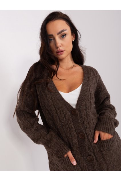 Dámsky sveter farba Hnedá kód AT-SW-2358.31 (Farba Hnedá, Veľkosť ONE SIZE)