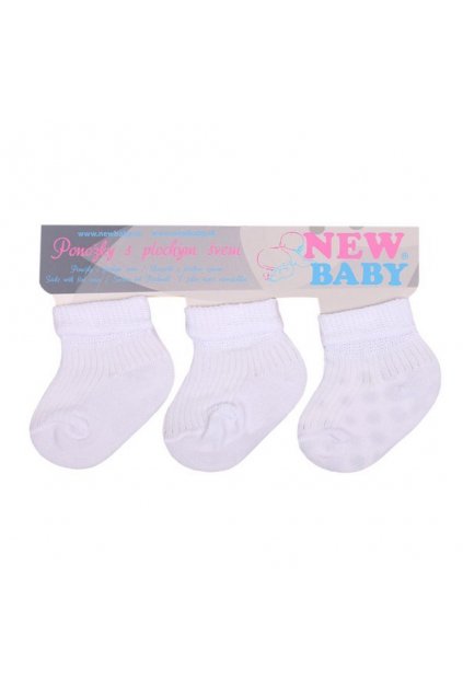 Dojčenské pruhované ponožky New Baby biele - 3ks