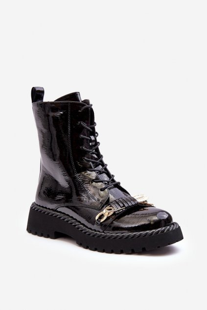 Členkové topánky na podpätku farba čierna kód obuvi MR870-67 BLACK