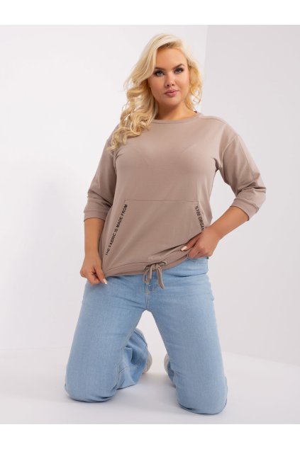 Dámska blúzka plus size tmavo-béžová RV-BZ-9105.46P