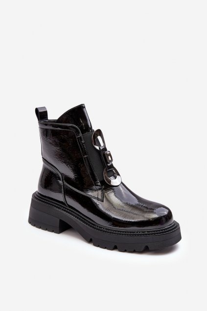 Členkové topánky na podpätku farba čierna kód obuvi MR870-53 BLACK