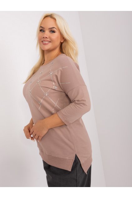 Dámska blúzka plus size tmavo-béžová RV-BZ-9120.29