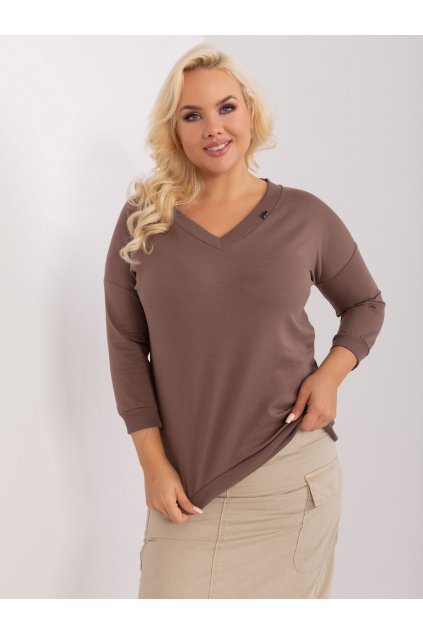 Dámska blúzka plus size hnedá RV-BZ-9175.38X