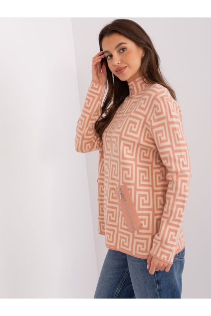 Dámsky sveter farba Broskyňová kód AT-SW-2341.00P (Farba Broskyňová, Veľkosť ONE SIZE)