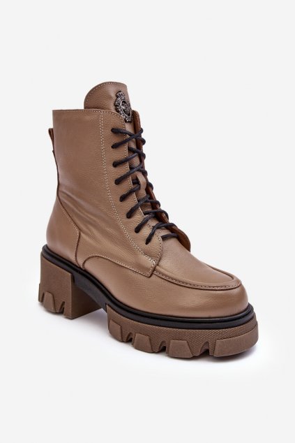 Členkové topánky na podpätku  hnedé kód obuvi 60377 V.FANGO+CN