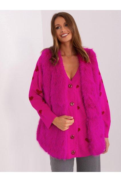 Dámska vesta farba fuksiovo-ružová Wool fashion italia AT-KZ-2368.00P