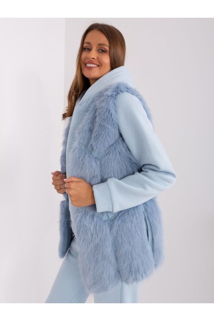 Dámska svetlo-modrá vesta z polyesteru, Wool fashion italia AT-KZ-2375.00P