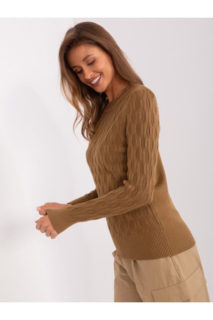 Dámsky sveter farba Svetlo-hnedá kód AT-SW-2324-2.68 (Farba Svetlo-hnedá, Veľkosť ONE SIZE)