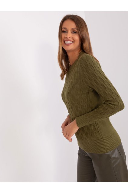 Dámsky sveter farba Khaki kód AT-SW-2324-2.68 (Farba Khaki, Veľkosť ONE SIZE)