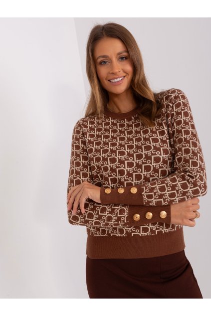 Dámsky sveter farba Hnedá kód AT-SW-2342.46P (Farba Hnedá, Veľkosť ONE SIZE)