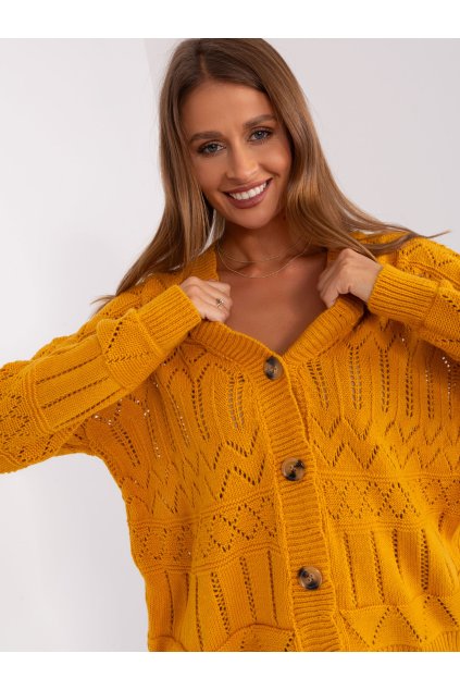 Dámsky sveter farba Tmavo-žltá kód BA-SW-8022-1.80P (Farba Tmavo-žltá, Veľkosť ONE SIZE)