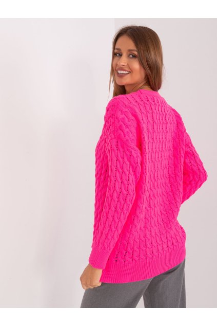 Dámsky sveter farba Krikľavo-ružová kód BA-SW-8036-1.80P (Farba Krikľavo-ružová, Veľkosť ONE SIZE)