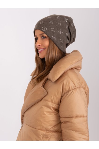 Dámske Čiapka farba Tmavá-khaki kód AT-CZ-2325.86 (Farba Tmavá-khaki, Veľkosť ONE SIZE)