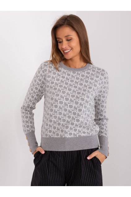 Dámsky sveter farba Sivá kód AT-SW-2342.46P (Farba Sivá, Veľkosť ONE SIZE)